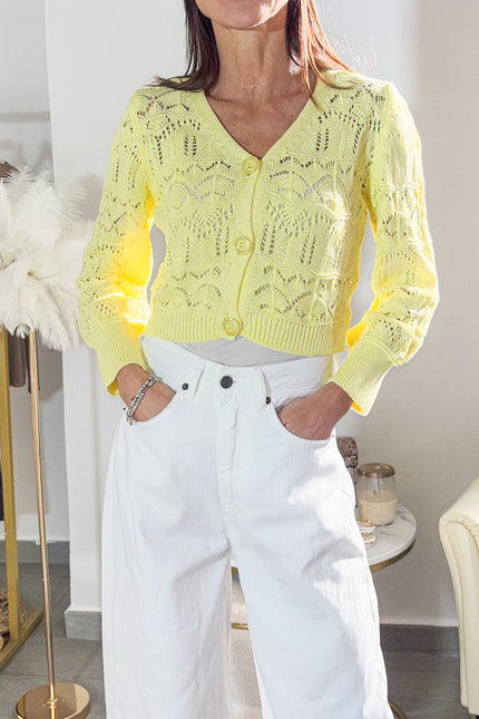 CARDIGAN TRAFORATO CROP