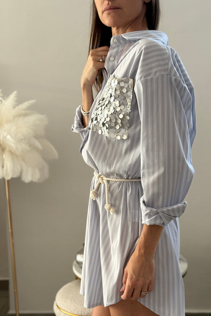 ABITO CAMICIA CON TASCA PAILLETTES