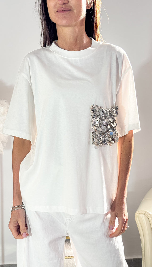 T-SHIRT TASCHINO IN PAILLETTES