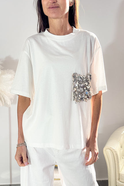 T-SHIRT TASCHINO IN PAILLETTES
