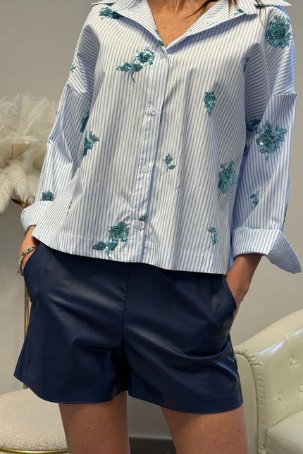 PANTALONCINI IN ECOPELLE CON ELASTICO IN VITA IN COTONE