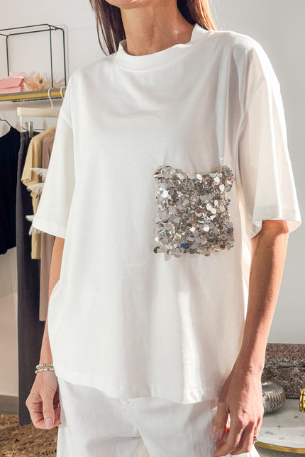 T-SHIRT TASCHINO IN PAILLETTES