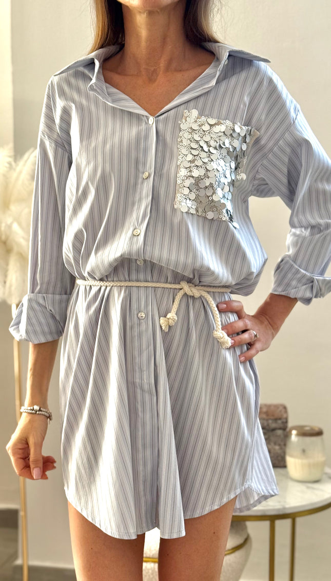 ABITO CAMICIA CON TASCA PAILLETTES