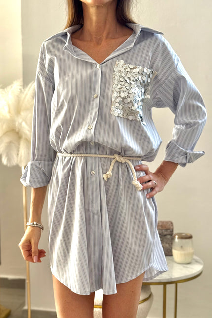 ABITO CAMICIA CON TASCA PAILLETTES