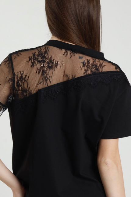 T-SHIRT CON SPALLA IN PIZZO