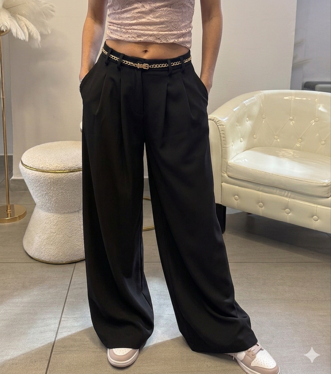 PANTALONE GAMBA LARGA NERO