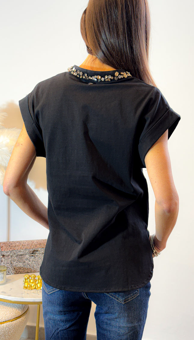 Maglia serafino borchie