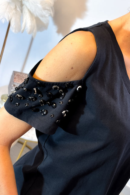 T-shirt cut-out con cristalli